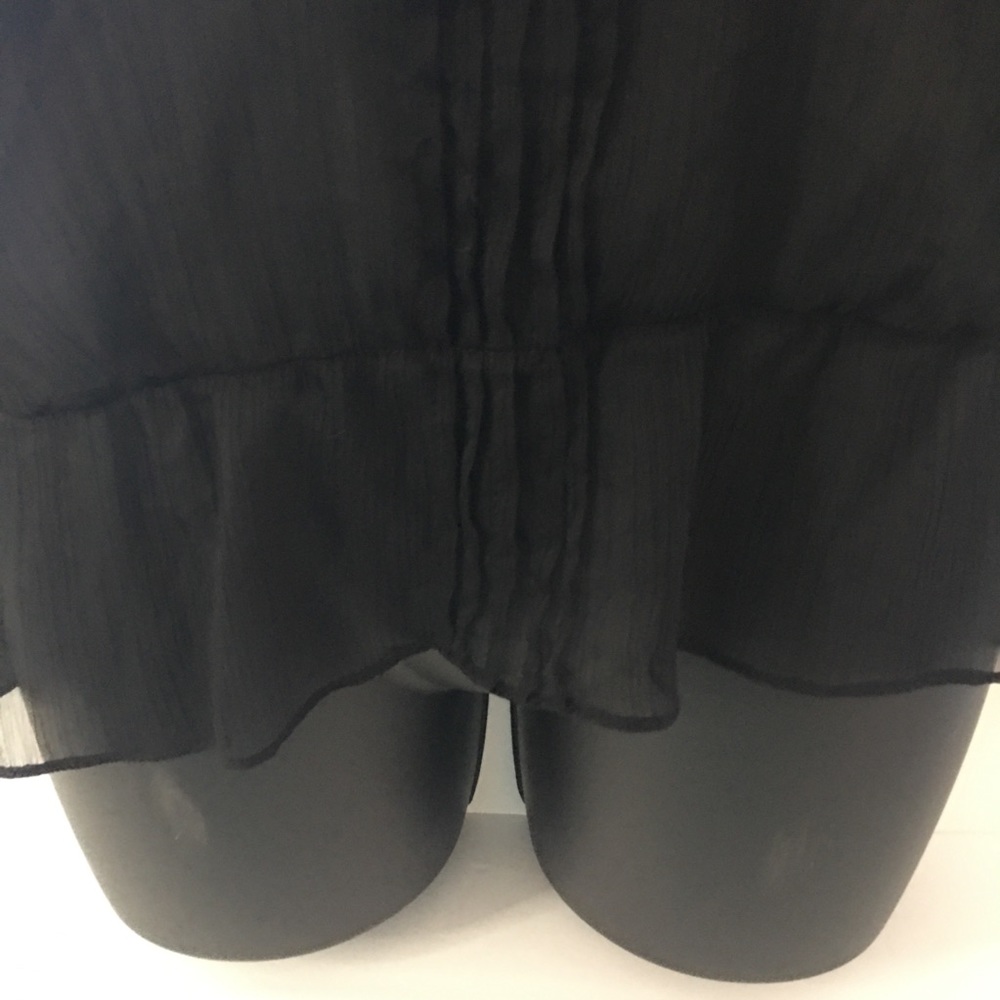 Daniel Rainn Sheer Black Crochet Lace Trim Peasant Blouse Size S - Picture 5 of 7
